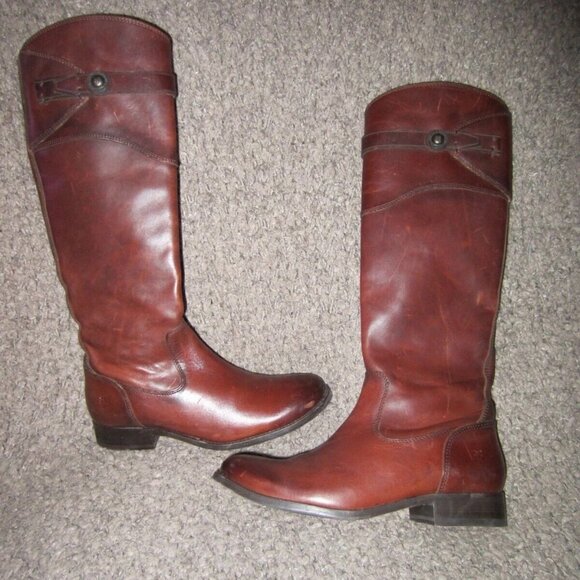 FRYE-Molly Button-Tall Knee High Boot- Redwood Leather-SIZE 6-NWOB - Picture 1 of 5